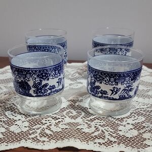 Vintage Blue Willow Juice Glasses Set Of 4